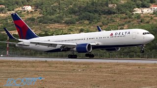 Delta Air Lines Boeing 767 Closeup Landing at Dubrovnik Airport DBVLDDU [upl. by Aicilihp815]