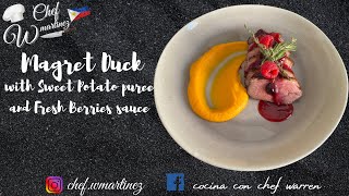 Duck Magret with sweet potato puree and fresh berries [upl. by Shewmaker865]