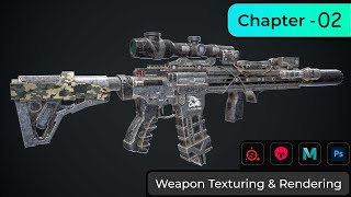 Weapon texturing and rendering chapter 27 texture Maya Substance Painter amp Marmoset Toolbag [upl. by Llecrup]