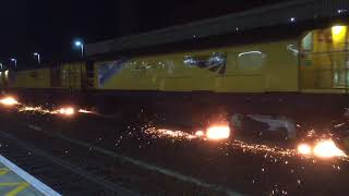 Network Rail rail grinder at Chelmsford [upl. by Riatsila]