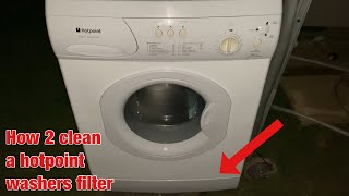 Hotpoint First Edition FEW12 washing machine  How to clean the lint filter [upl. by Ardnikal]