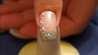 Nail art with half pearls and glitterpowder in silver [upl. by Amos546]