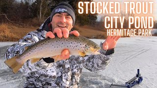 Hermitage Lake Ice Fishing Rainbow Trout and Brown Trout Edmonton [upl. by Spear]