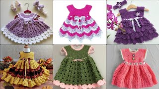 so beautiful amp elegant crochet baby frocksfrilly frocks for baby girls crochet handmadeknitting [upl. by Anitnemelc820]