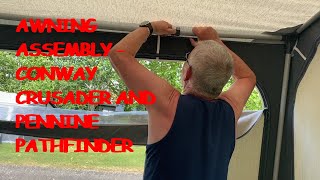 Awning Assembly on Conway CrusaderPennine Pathfinder Folding Camper [upl. by Annalise]