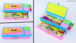 DIY Pencil CaseHow to make Pencil Box with waste cardboard amp matchboxBest out of waste [upl. by Kellina]