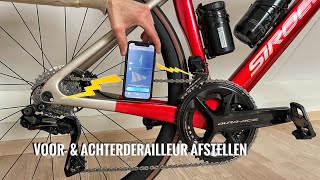 Shimano DI2 12s Voorderailleur amp Achterderailleur afstellen via de tablet of telefoon Bluetooth [upl. by Cozmo917]