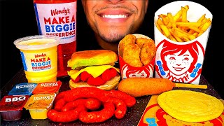 Wendy’s Mukbang Hot Cheetos Nuggets Cheeseburger Corn Dog Frosty Fries Jerry Eating Show [upl. by Runstadler874]