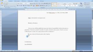 Tuto Mettre en forme une lettre Word 2007 [upl. by Langill]