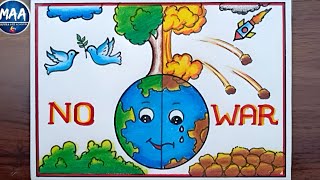 No War Drawing Easy  No War Poster Drawing  Stop War Drawing  Save Earth poster drawing nowar [upl. by Llenyr825]