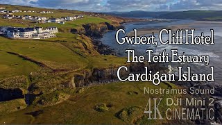 Windy 4k flight over Graig y Gwbert coastal fort Cliff Hotel Cardigan Island and the Teifi Estuary [upl. by Silliw]