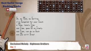 🎸 Unchained Melody  Righteous Brothers Guitar Backing Track with scale chords and lyrics [upl. by Ariajaj424]