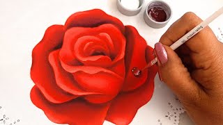 Cómo Pintar Flores  Pintando una Rosa Roja [upl. by Elvah]