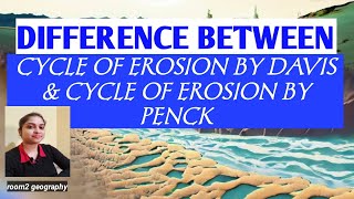 Difference between cycle of erosion by Davis amp cycle of erosion by Penckroom2 geography [upl. by Esiocnarf]