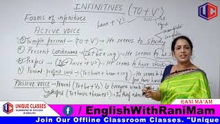 Infinitives in English Grammar in Hindi  ToV1  Non Finite Verbs  English By Rani Mam  SSC Bank [upl. by Doone]