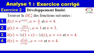 Développement limité Exercice corrigé Analyse 1 [upl. by Enirehtac667]