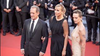 Vincent Lindon Julia Ducournau and Agathe Rousselle on the red carpet in Cannes [upl. by Nonahs136]