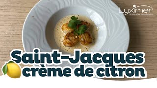 Recette de chef  Noix de St Jacques rôties et crème de chaource [upl. by Hildagarde729]