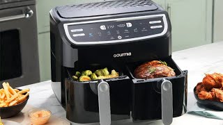 Gourmia 9 Qt 7 In 1 Dual Basket Digital Air Fryer With Smart Finish And Guided Cooking  Gourmia [upl. by Lipman]