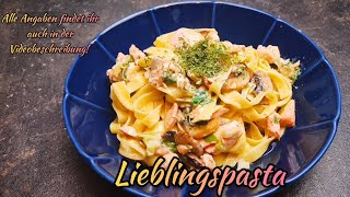 LACHS PASTA mit Sahnesoße Lachsnudeln [upl. by Damali]