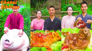 Roast Suckling WHOLE Pig Crispy Pork Recipe  Mukbang Outdoor Cooking Eating Pork Belly Challenge [upl. by Mamie]