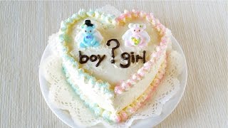 Gender Reveal Cake Easy Butter Cream Cake ジェンダーリビールケーキ 赤ちゃんの性別発表！  OCHIKERON  CREATE EAT HAPPY [upl. by Llednohs400]