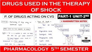 Drugs used in therapy of shock complete  Part 1 Unit 2  pharmacology 5th sem [upl. by Marras750]