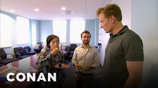 Conan Busts His Employees Eating Cake  CONAN on TBS [upl. by Nawek]