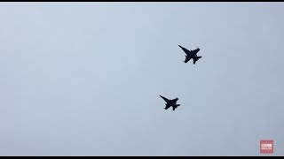 RCAF CF18 Hornet Flyby  2015 Remembrance Day [upl. by Rintoul320]