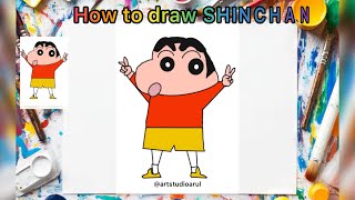 How to Draw Shinchan Cartoon Step by Step TUTORIAL shinchan shinchandrawing art drawingtutorial [upl. by Willcox]