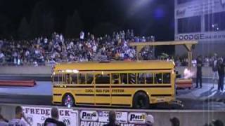 Cool Bus Fun System Quaker City Raceway wheelie bus july 4th 2009 [upl. by Kcirddehs]