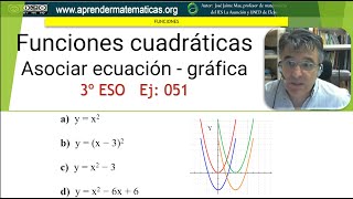 Funciones cuadráticas Asociar función a parábola 4 ESO 07 049 José Jaime Mas [upl. by Ryder]