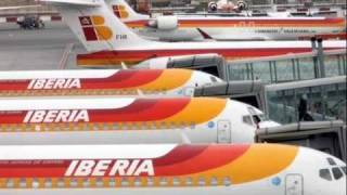 Spanish Iberia Airlines stewardess indistinctable safety instructions [upl. by Filberte]