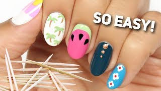 Nail Art For Beginners Using A TOOTHPICK 2 [upl. by Phebe]