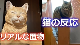 リアルな猫の置物を見た猫の反応がこちら [upl. by Jasper]