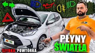 ŚWIATŁA I PŁYNY w TOYOTA YARIS  POWTÓRKA PRZED EGZAMINEM NA PRAWO JAZDY KATEGORIA B  ZADANIE WORD [upl. by Olsson]