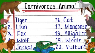 30 Carnivorous Animals Name  Carnivores Animals Name in English  Flesh eating Animals [upl. by Miharbi]