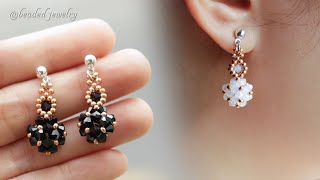 DIY beaded bead earrings Easy to make for beginners Jewelry making [upl. by Ettore]