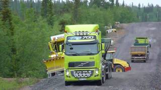 Veekmas grader and Volvo FH16 700 8x4 in Roadconstruction [upl. by Ihsir]