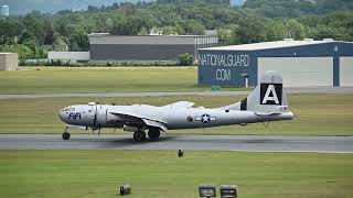 Boeing B29 quotFifiquot Takeoff And Landing At Albany International Airport [upl. by Spanos]