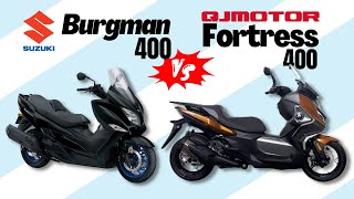 Suzuki Burgman 400 vs QJ Motor Fortress 400  Side by Side Comparison  Specs amp Price  2024 [upl. by Nalat]