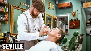 💈Super Smooth Shave Threading amp Nose Waxing With The Brazilian Barber of Seville [upl. by Aij601]