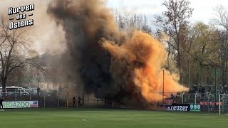 BSG Chemie Leipzig 22 BSG Wismut Gera 01122018  Choreos Pyro amp Support [upl. by Enneyehs]