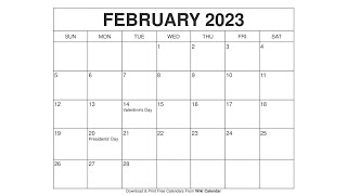 Free Printable February 2023 Calendar Templates With Holidays  Wiki Calendar [upl. by Gabbi787]