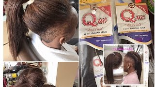 SHAVED SIDES  VERSATILE SEW IN WITH QUE BY MILKYWAY 100 REMY HUMAN HAIR YAKY WEAVE 18quot [upl. by Grenville]