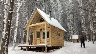 BUILDING a Small Cabin in the WOODS COMPLETE BUILD [upl. by Ativad]