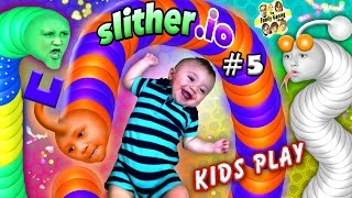 SLITHERio 5 BABY SNAKE PUNCHER FGTEEV Kids Play w Worms ♫ Chase Lex Mike amp Shawn ♫ [upl. by Kennan168]