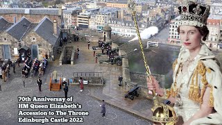 HM Queen Elizabeths 70th Accession to the throne  21 Gun Salute  Edinburgh Castle [upl. by Baird]