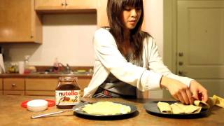 How to Make Crepes  Very Easy Crepe Recipe with Nutella and Bananas [upl. by Ateekal]