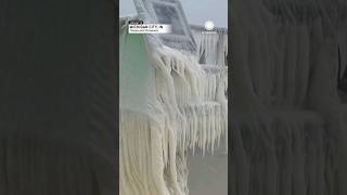 Icy Wonder Lake Michigan Shoreline Frozen Over [upl. by Anelet]